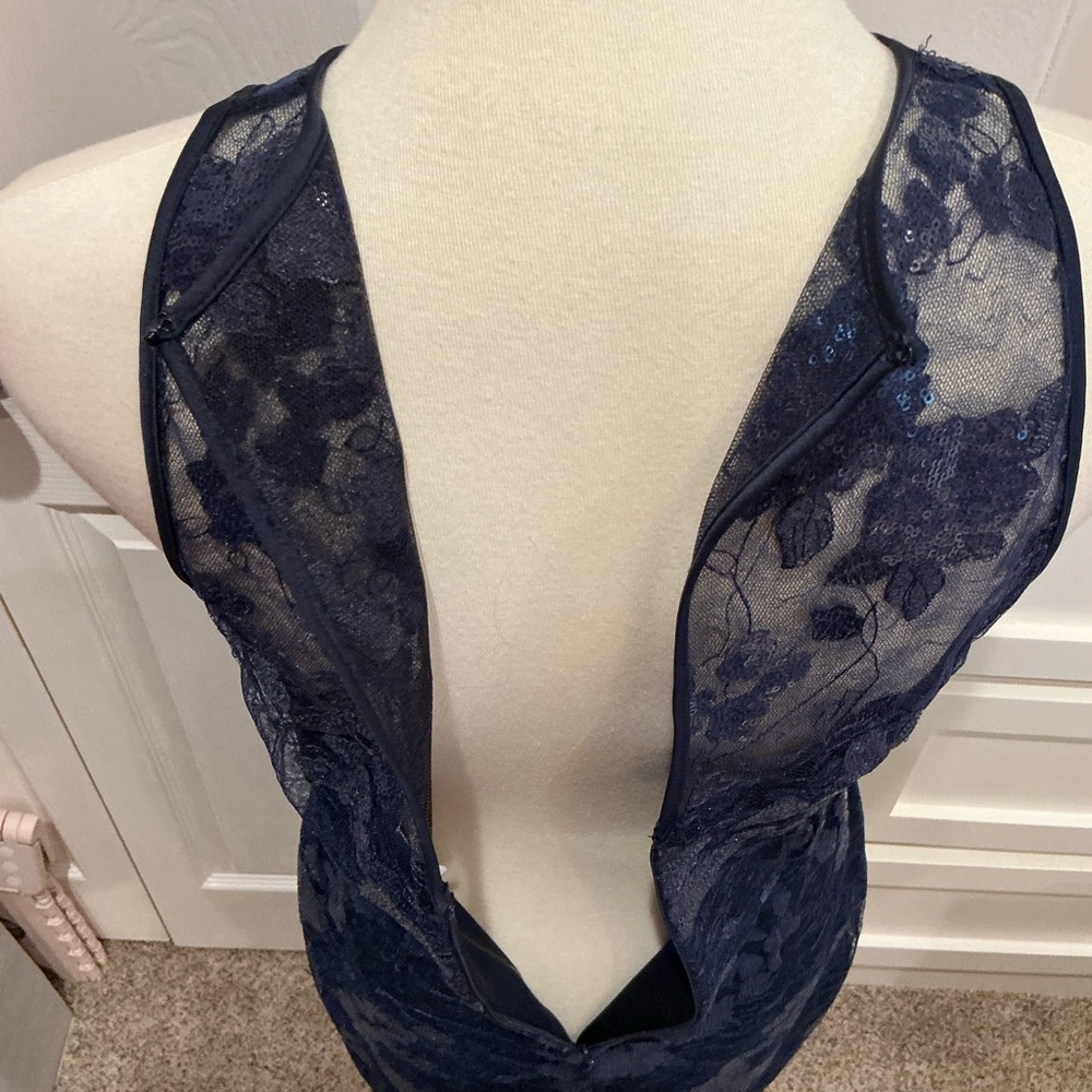 ANTONIO MELANI Midnight Blue Lace Midi Dress - Picture 9 of 11